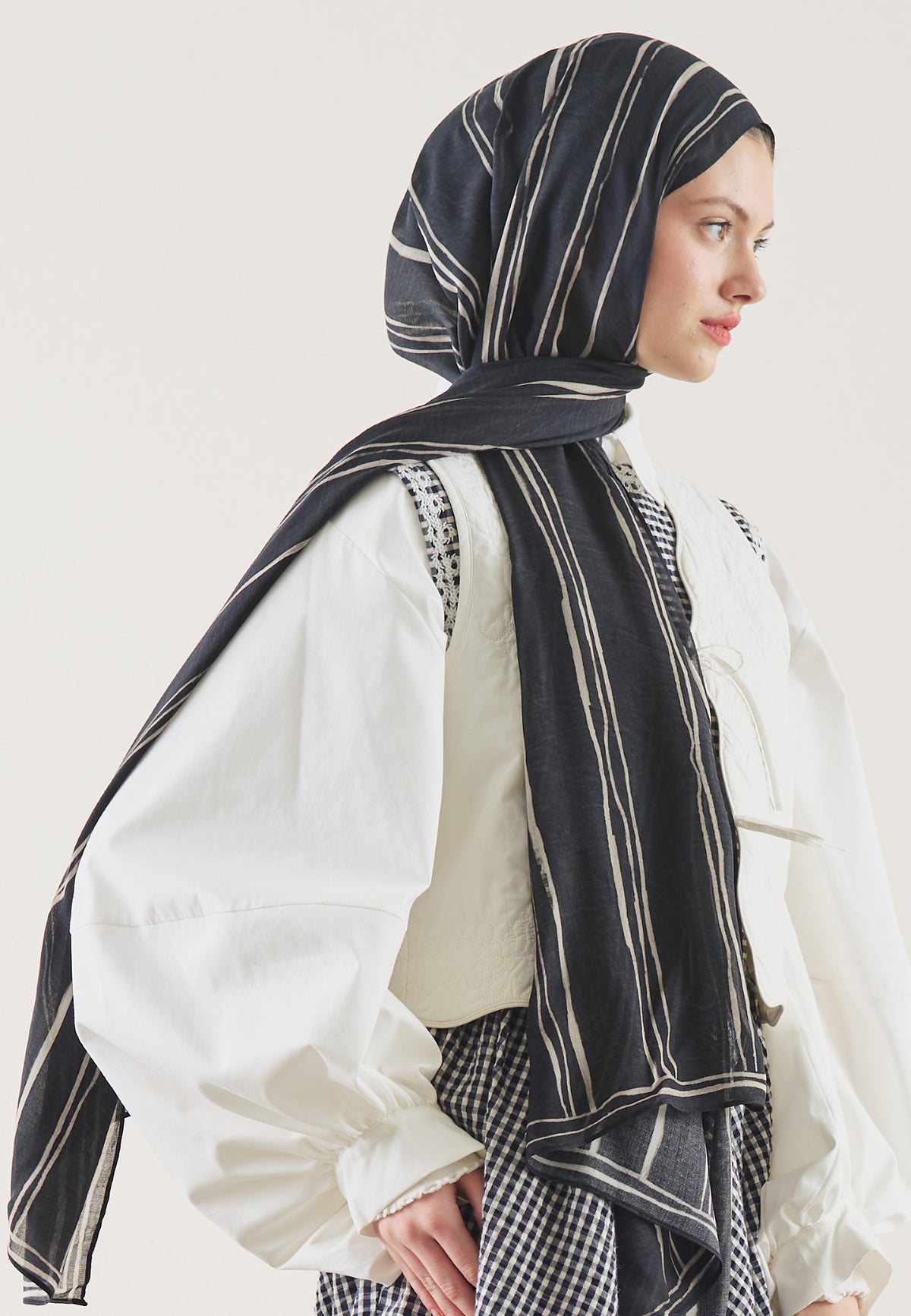 Striped Desin Hijab Black - Fresh Scarfs