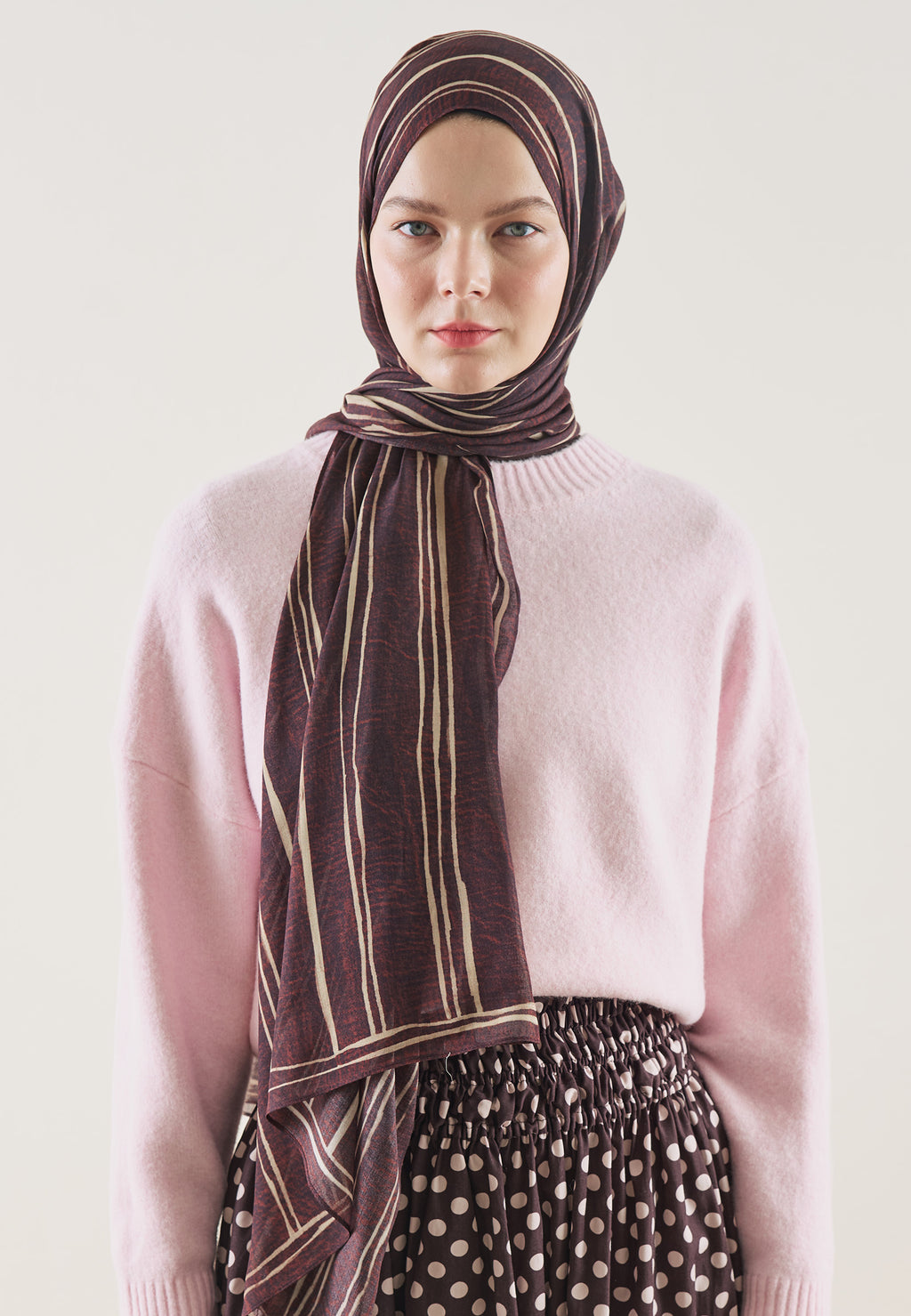 Striped Desin Hijab Bordeaux  - Fresh Scarfs