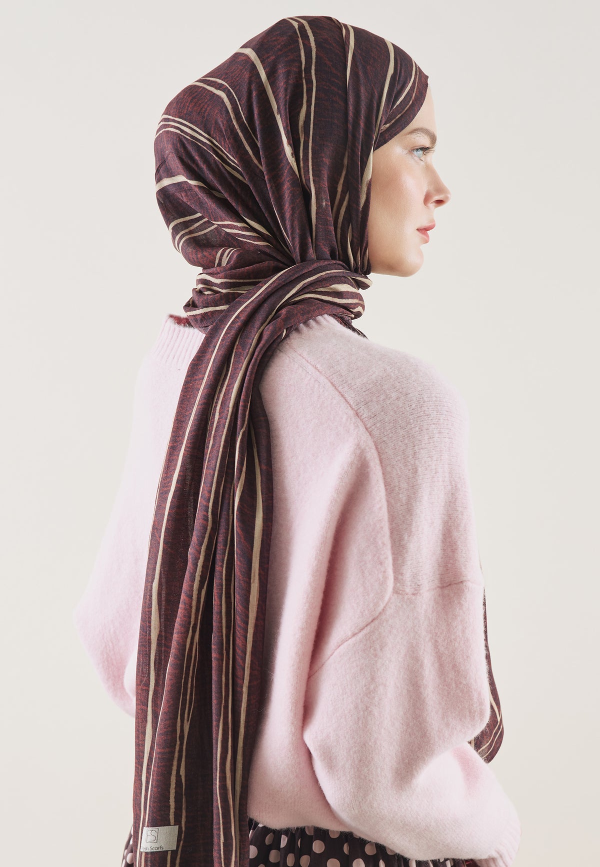 Striped Desin Hijab Bordeaux  - Fresh Scarfs
