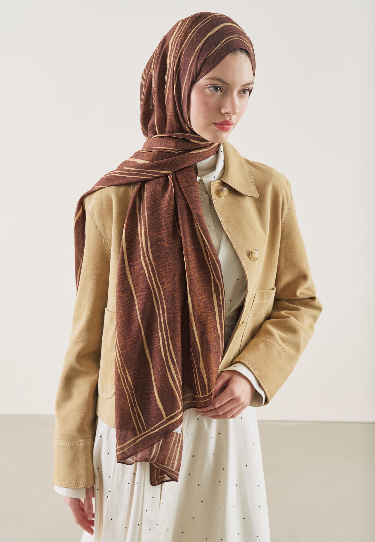 Striped Desin Hijab Terracota - Fresh Scarfs