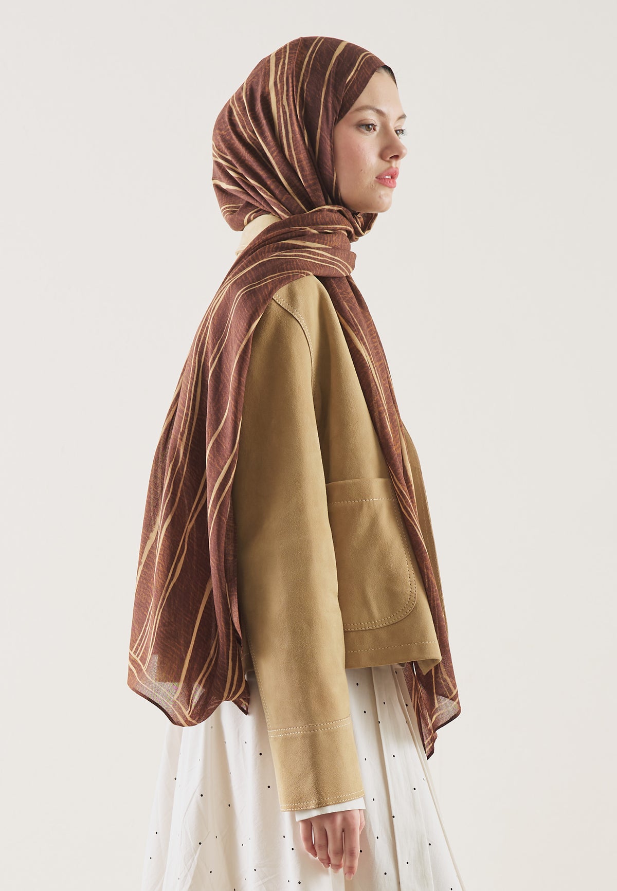 Striped Desin Hijab Terracota - Fresh Scarfs