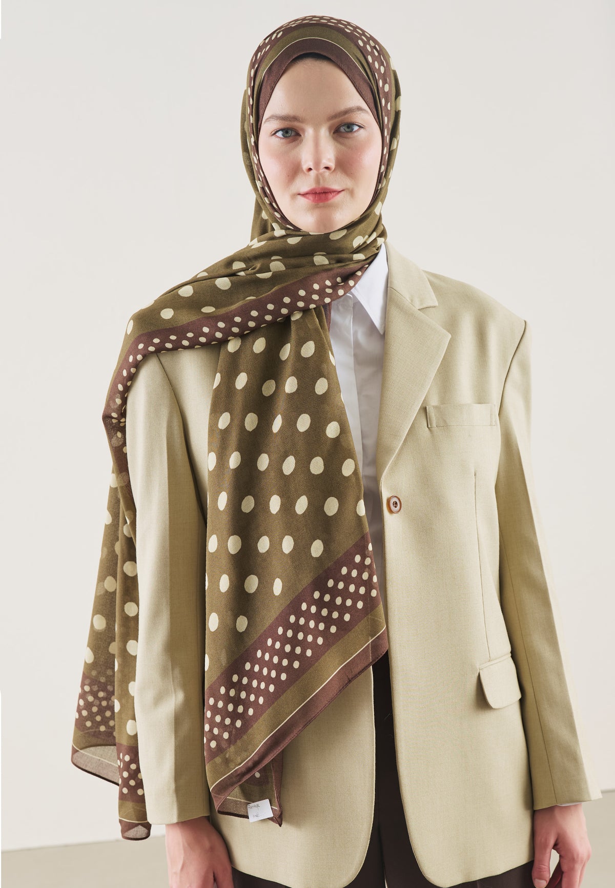 Small Polka Dots Desin Hijab Khaki - Fresh Scarfs