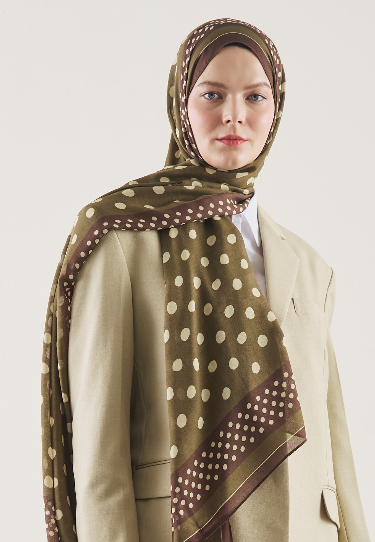 Small Polka Dots Desin Hijab Khaki - Fresh Scarfs