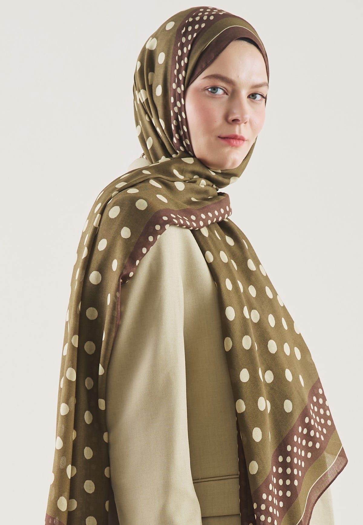 Small Polka Dots Desin Hijab Khaki - Fresh Scarfs