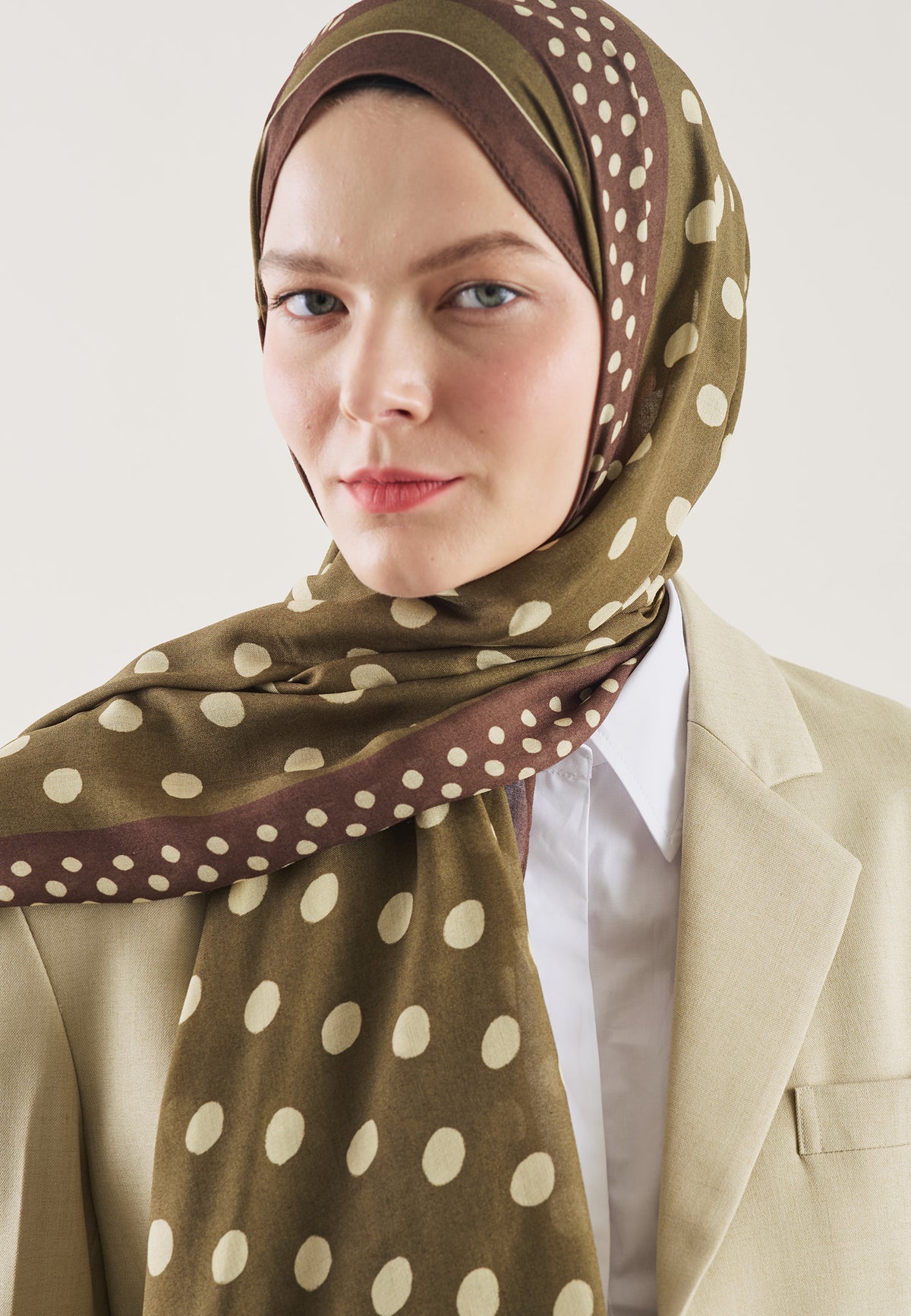 Small Polka Dots Desin Hijab Khaki - Fresh Scarfs