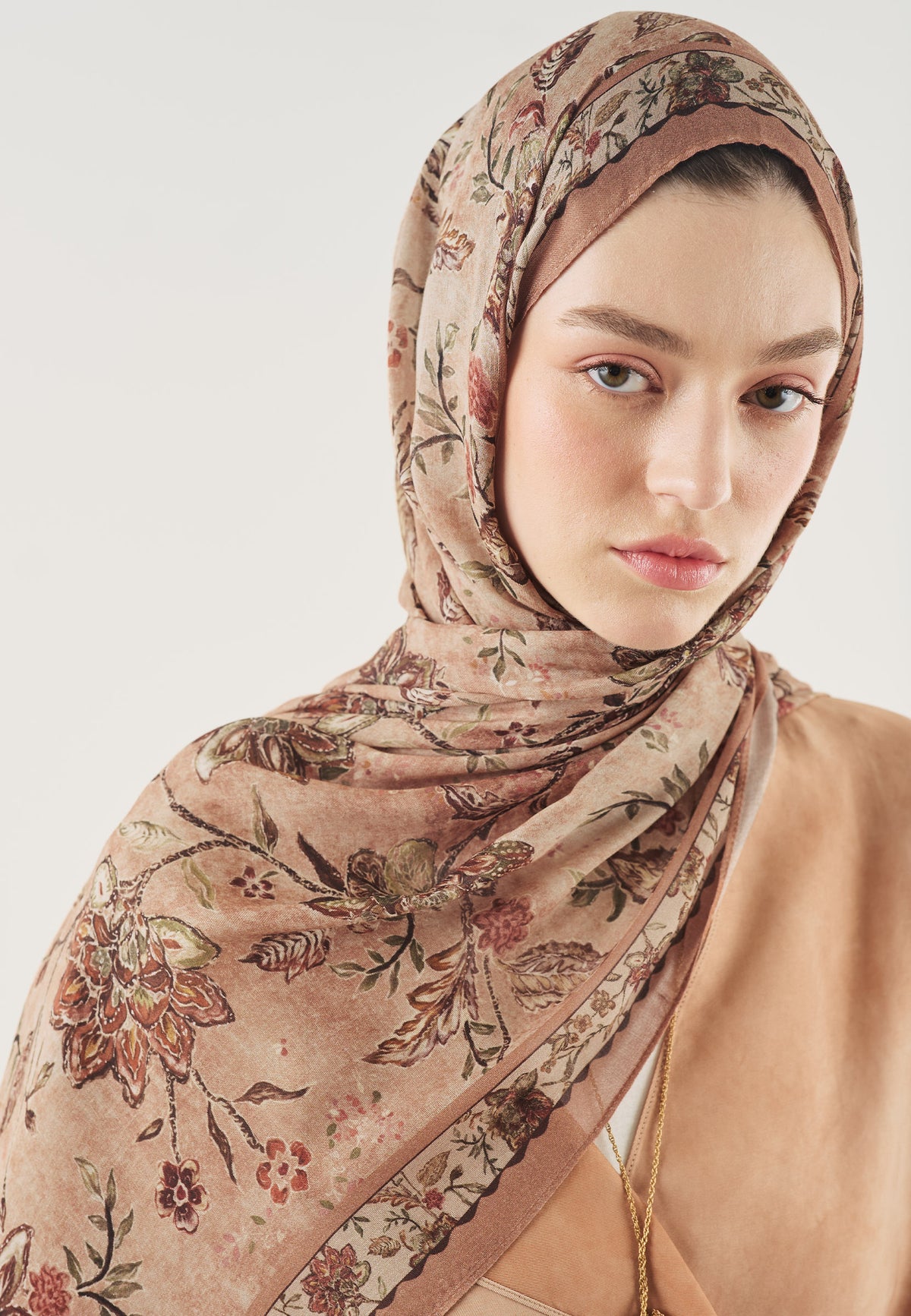 Ethnic Blossom Desin Hijab Terracotta - Fresh Scarfs