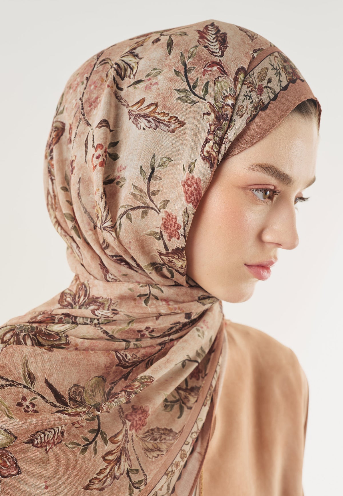 Ethnic Blossom Desin Hijab Terracotta - Fresh Scarfs