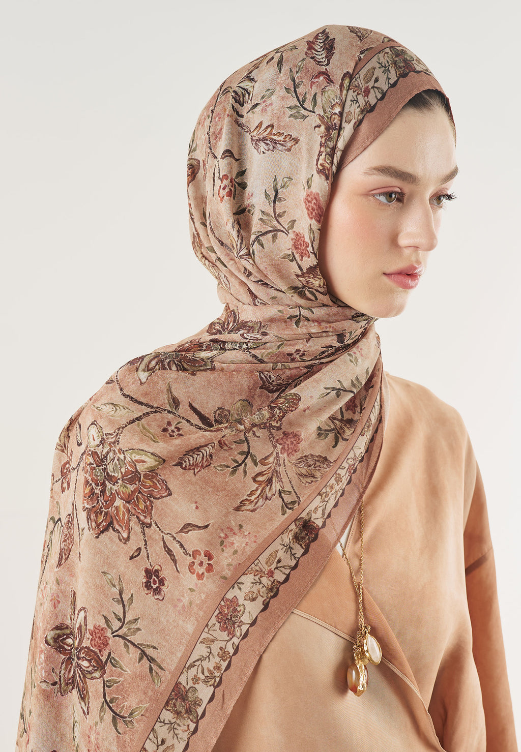 Ethnic Blossom Desin Hijab Terracotta - Fresh Scarfs