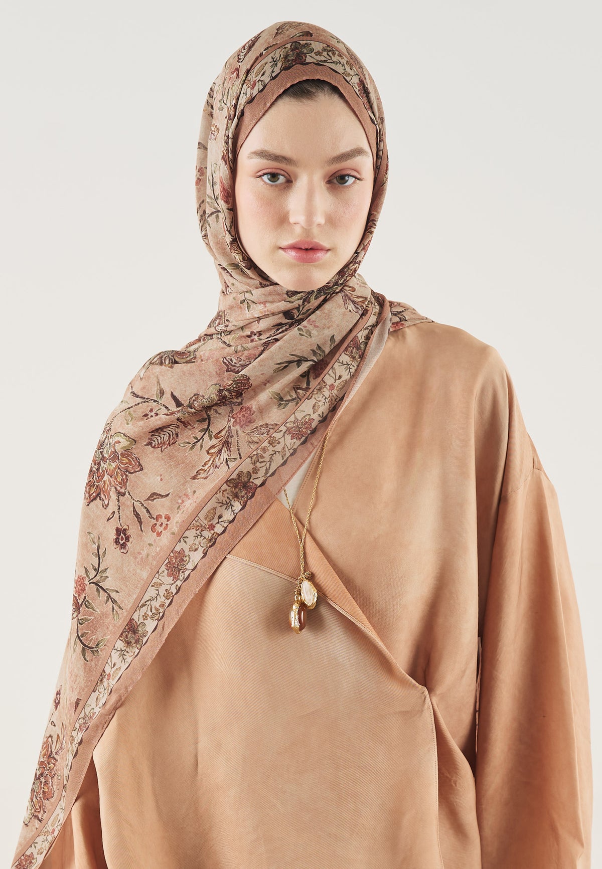 Ethnic Blossom Desin Hijab Terracotta - Fresh Scarfs
