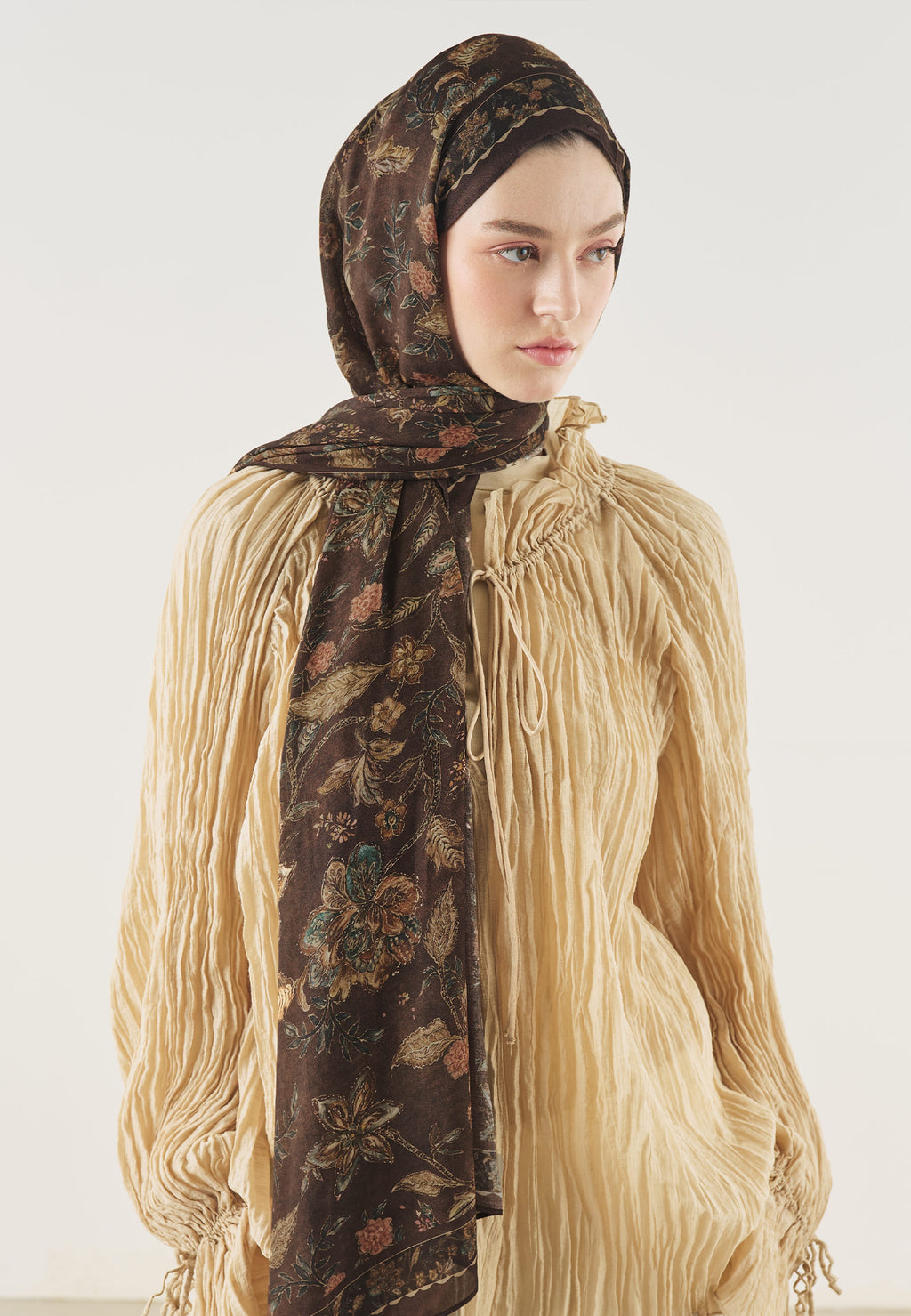 Ethnic Blossom Desin Hijab Chocolate Coffee- Fresh Scarfs