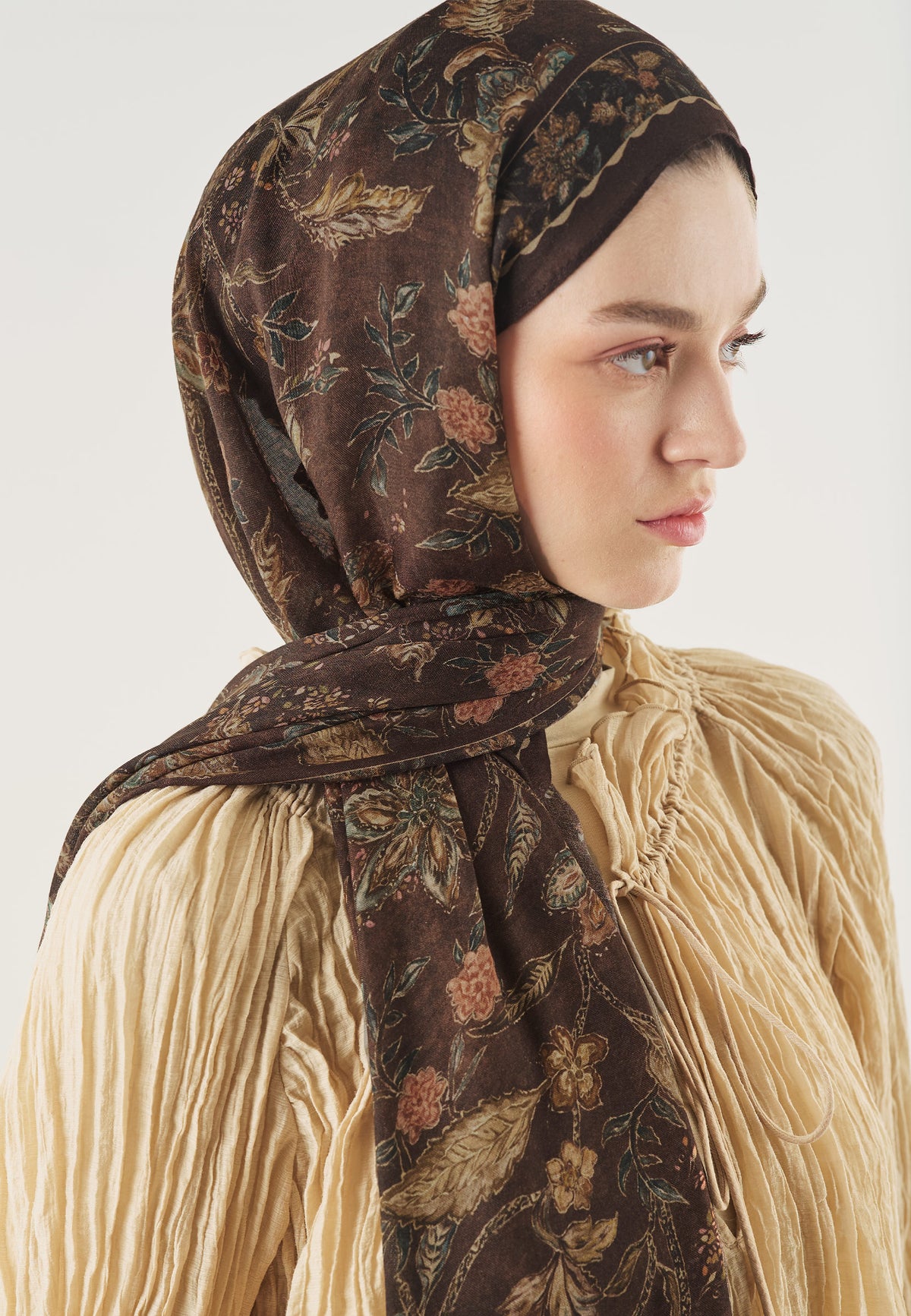 Ethnic Blossom Desin Hijab Chocolate Coffee- Fresh Scarfs
