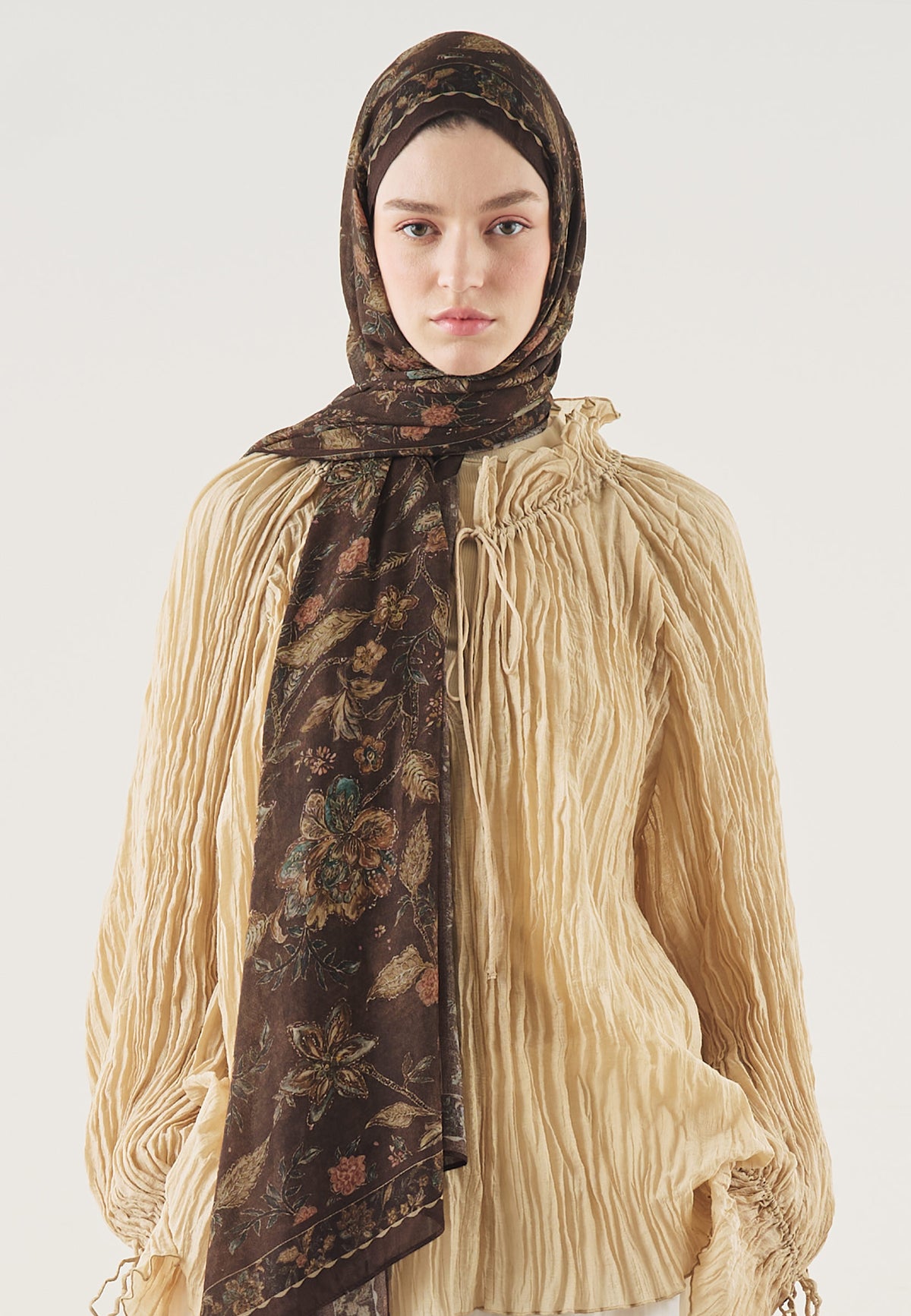 Ethnic Blossom Desin Hijab Chocolate Coffee- Fresh Scarfs