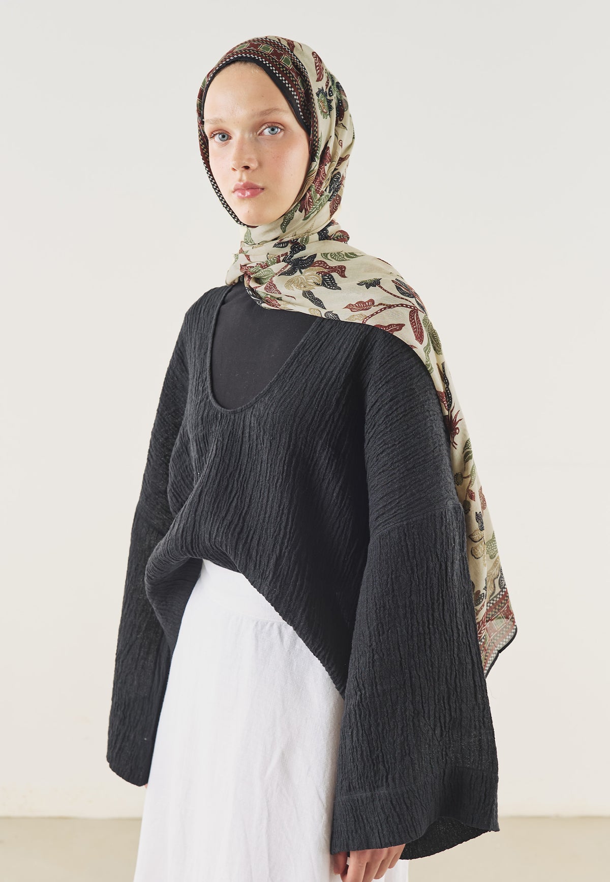 Mystic Bloom Desin Soft Hijab Terracota beige - Fresh Scarf