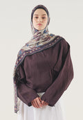 Mystic Bloom Desin Soft Hijab BlueBerry - Fresh Scarf