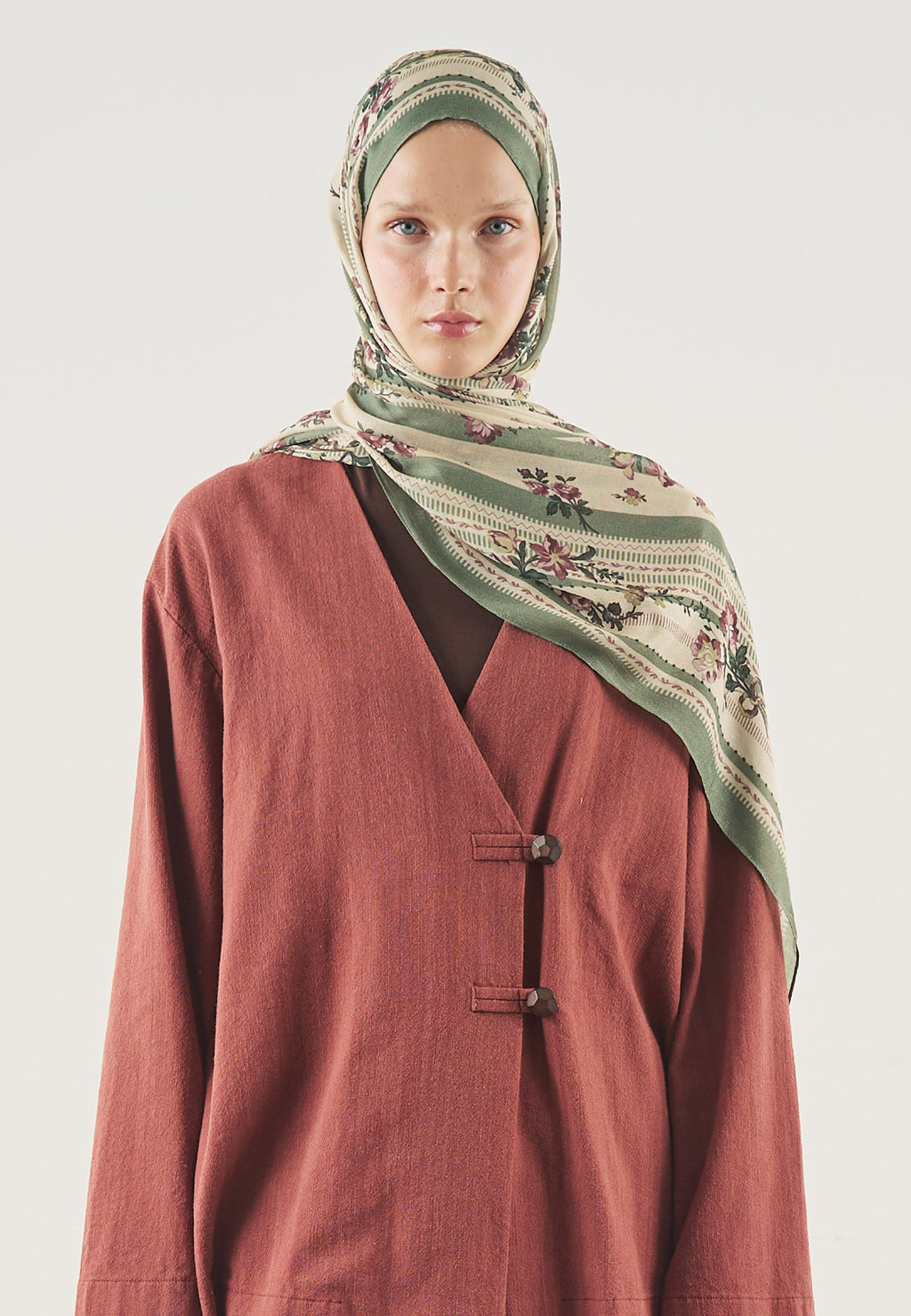 Floral Touch Patterned Soft Viscose Pine Green - Fresh Scarf