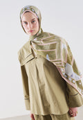 Abstract Blocks Desin Rami Cotton Khaki - Fresh Scarf