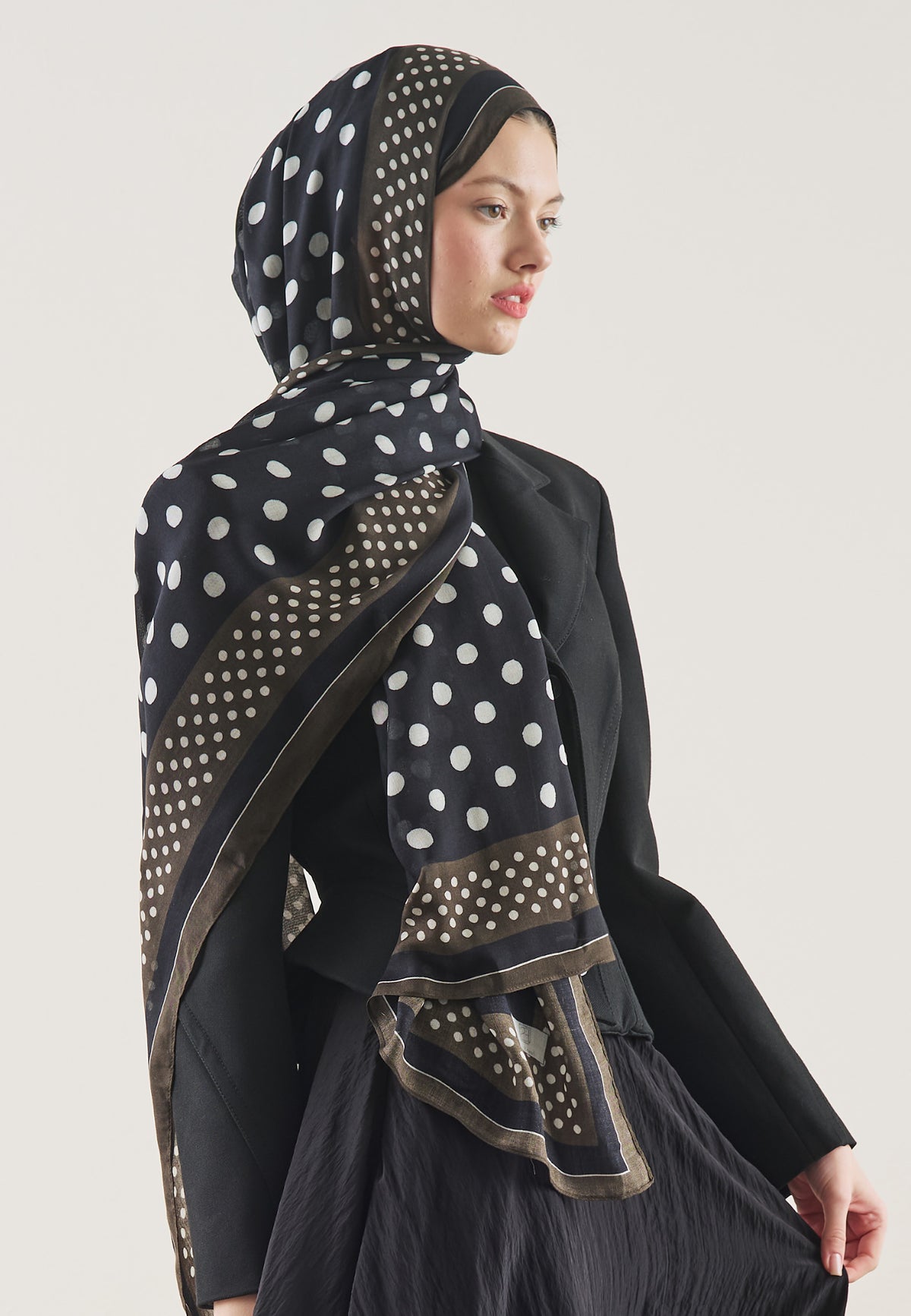 Small Polka Dots Desin Hijab Black - Fresh Scarfs